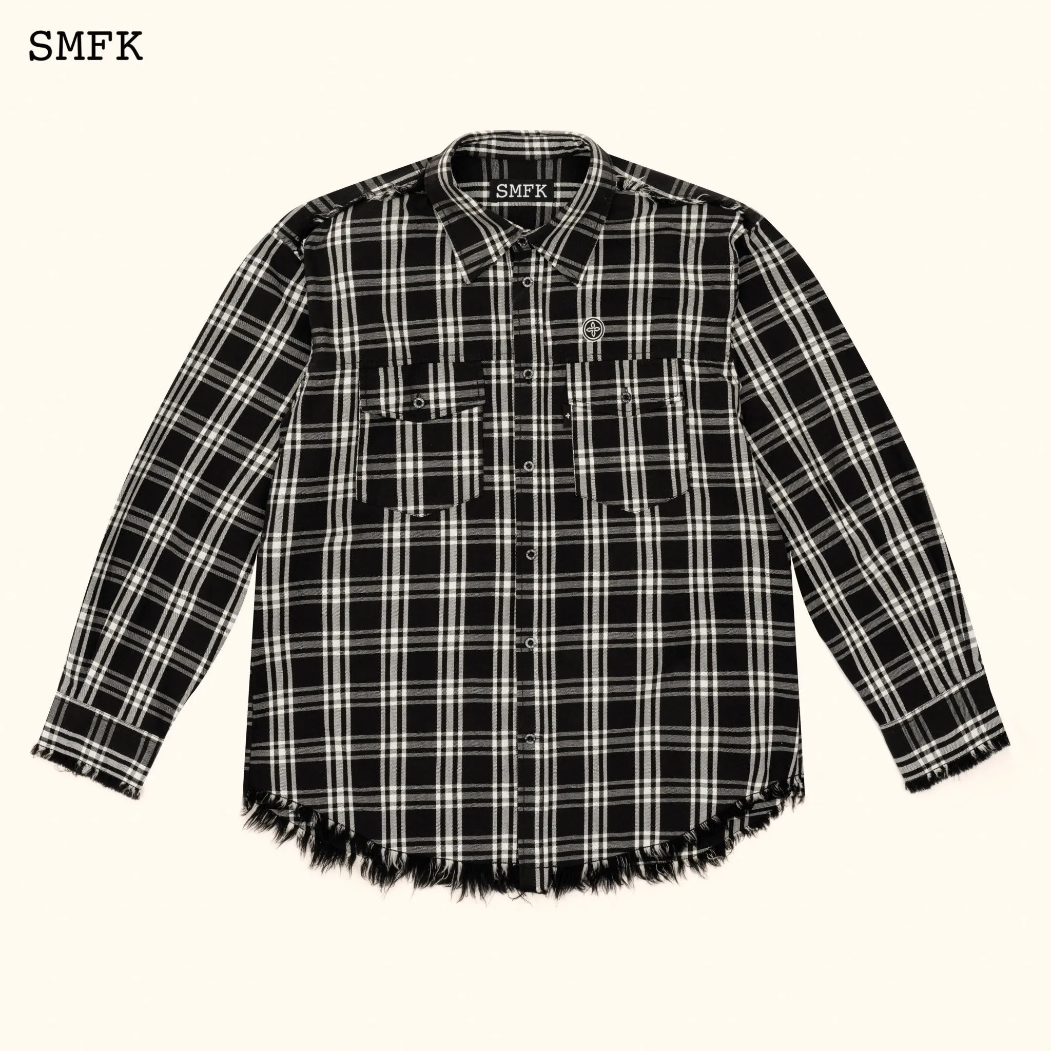 Compass Black Plaid Workwear Style Shirt