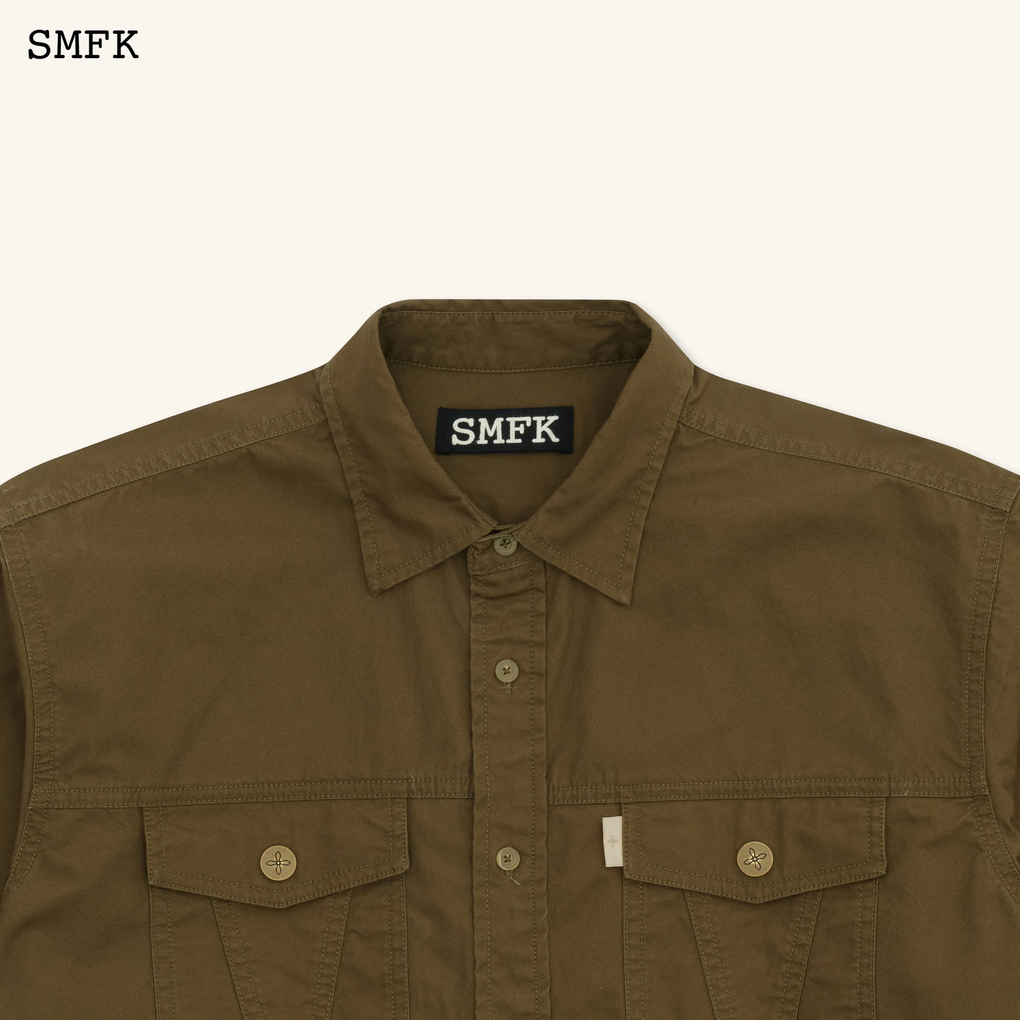 Compass Classic Loose Workwear Shirt Army Green