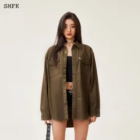 Compass Classic Loose Workwear Shirt Army Green