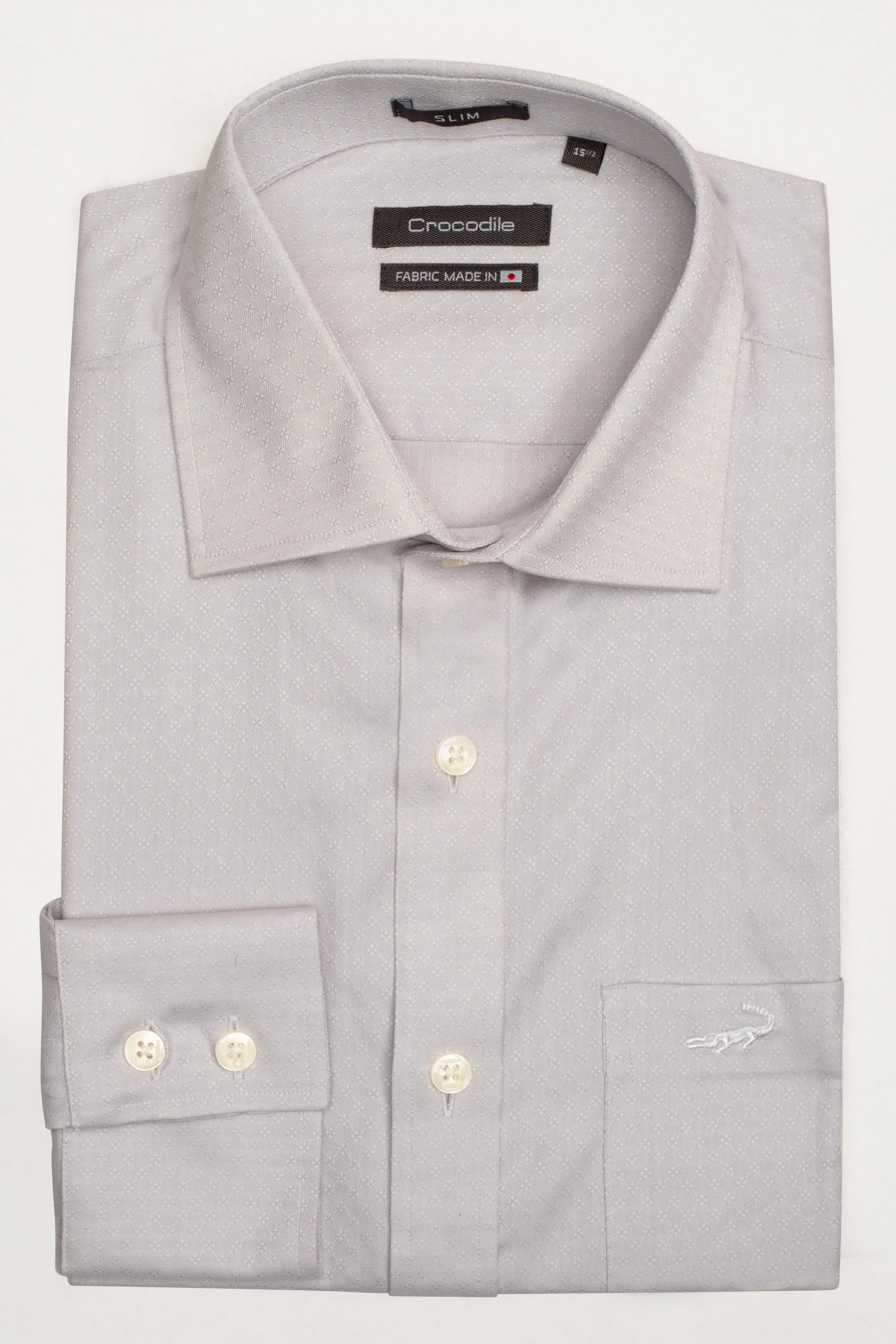 Crocodile Formal Seasonal Plain Slim Fit-Silver Birch