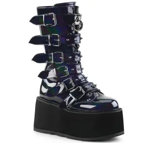 DAMNED-225 DemoniaCult Black Hologram Sexy Women's Mid-Calf & Knee High Boots (Alternative Footwear)