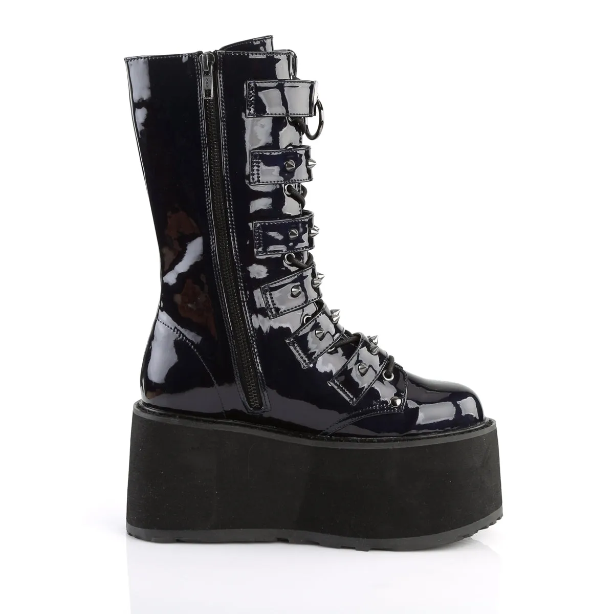 DAMNED-225 DemoniaCult Black Hologram Sexy Women's Mid-Calf & Knee High Boots (Alternative Footwear)