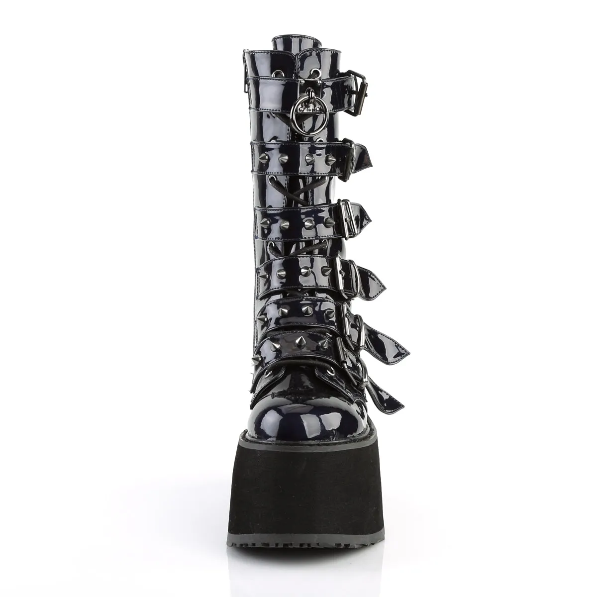 DAMNED-225 DemoniaCult Black Hologram Sexy Women's Mid-Calf & Knee High Boots (Alternative Footwear)