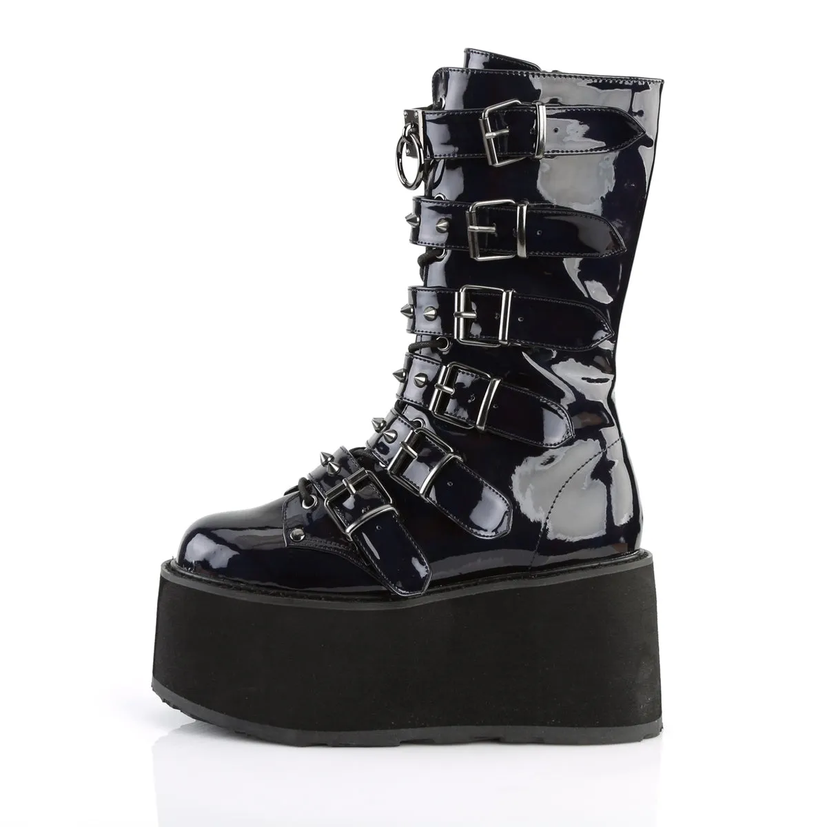 DAMNED-225 DemoniaCult Black Hologram Sexy Women's Mid-Calf & Knee High Boots (Alternative Footwear)