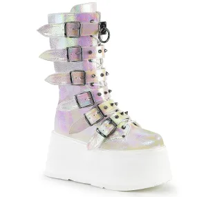 DAMNED-225 DemoniaCult Pearl Iridescent Vegan Leather Sexy Women's Mid-Calf & Knee High Boots (Alternative Footwear)