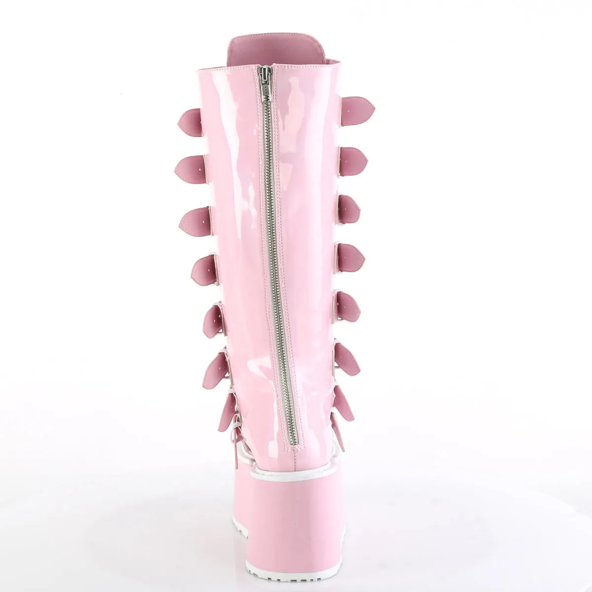 DAMNED-318 DemoniaCult Baby Pink Patent Sexy Women's Mid-Calf & Knee High Boots (Alternative Footwear)
