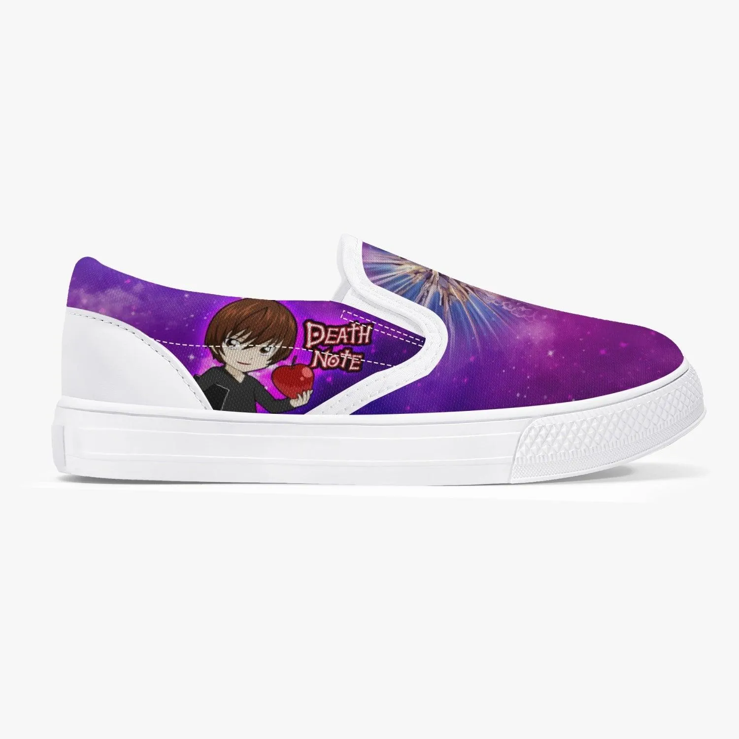 Death Note Light Yagami Purple Kids Slip Ons Anime Shoes