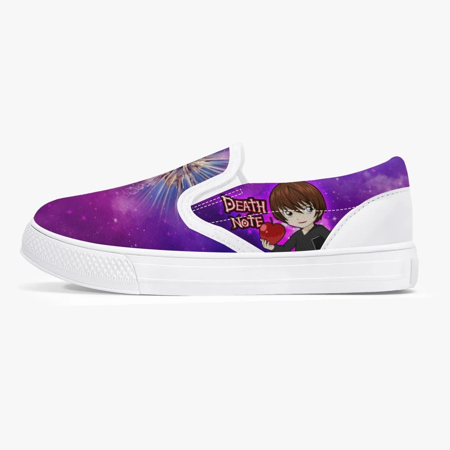 Death Note Light Yagami Purple Kids Slip Ons Anime Shoes