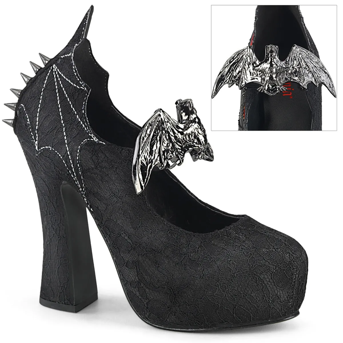 DEMON-18 DemoniaCult Black Satin Sexy Women's Heels & Platform Shoes (Alternative Footwear)