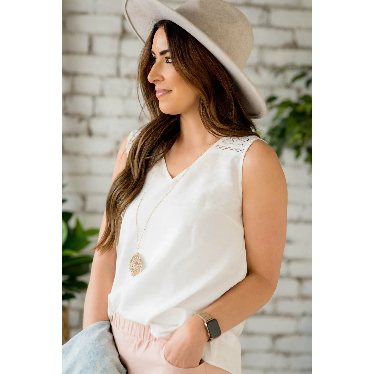 Diamond Cut Out V-Neck Tank