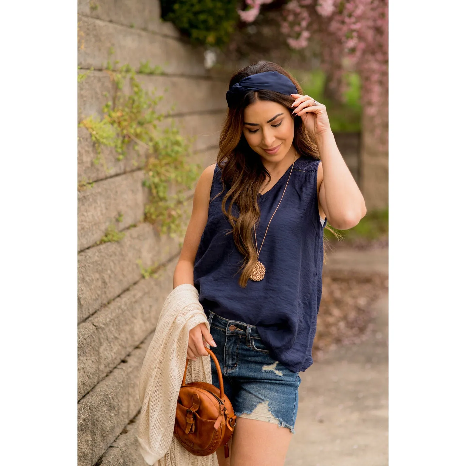 Diamond Cut Out V-Neck Tank