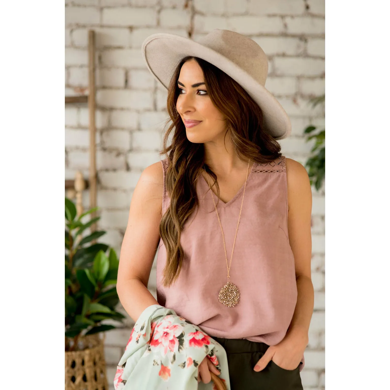 Diamond Cut Out V-Neck Tank