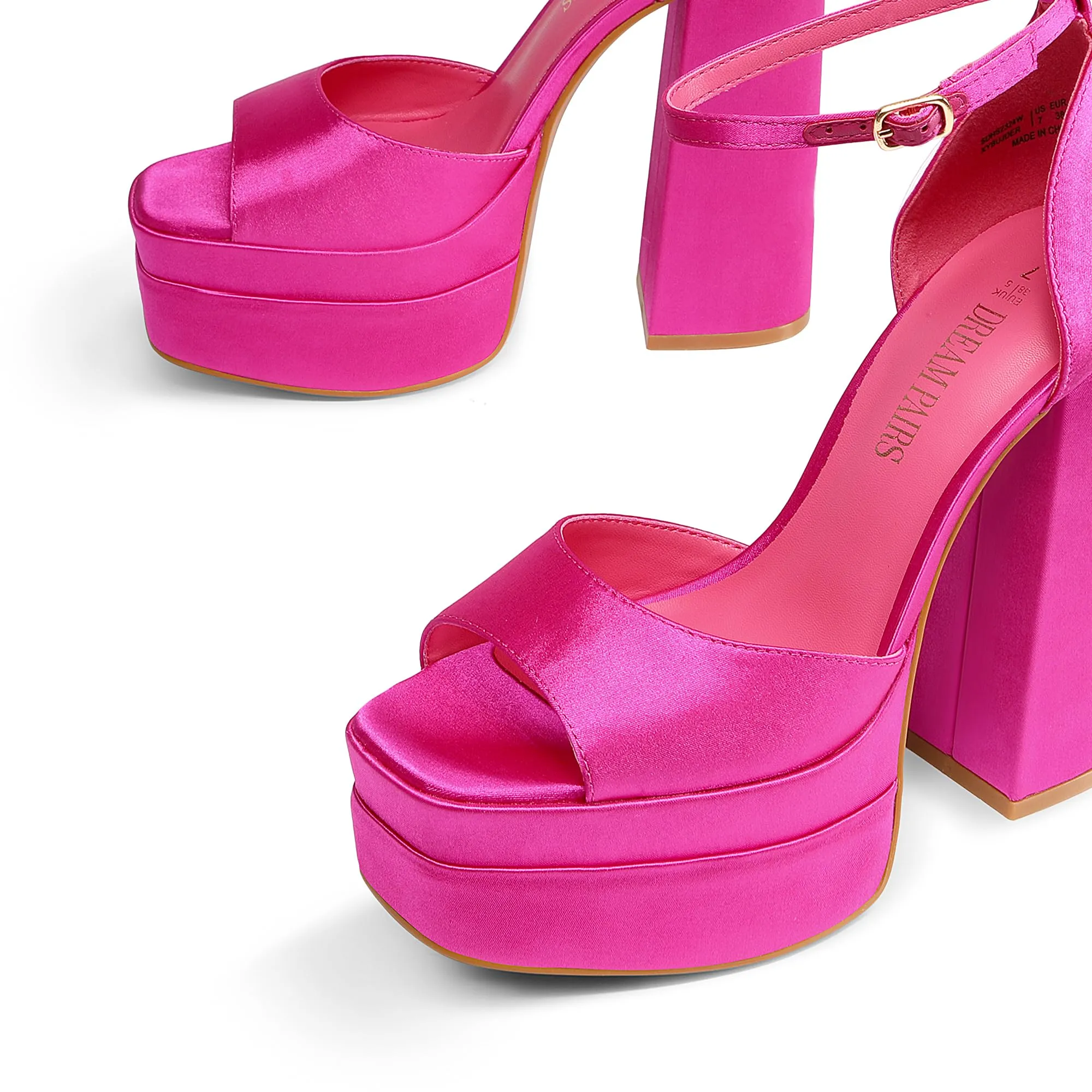 DREAM PAIRS High Heels Chunky Block Platform Heels for Women Ankle Strap Sexy Open Square Toe Heels Dressy Pumps Sandals
