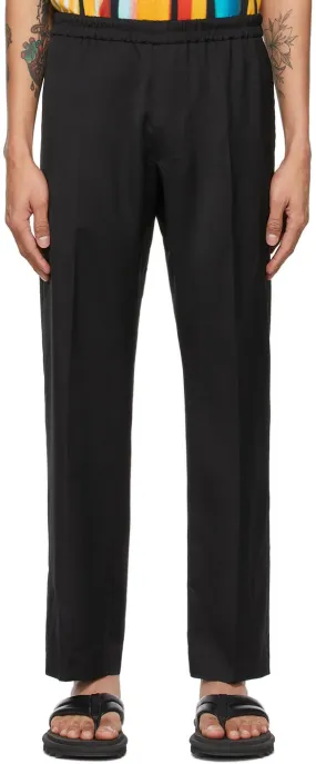 Dries Van Noten Black Viscose Twill Trousers