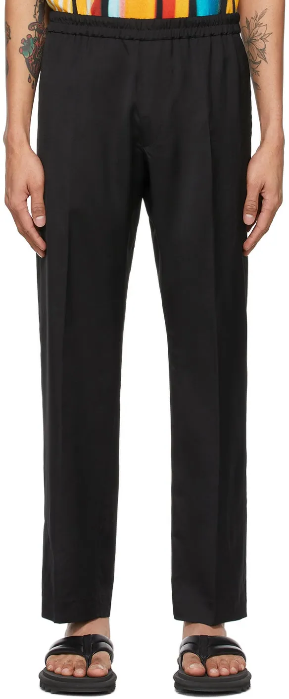 Dries Van Noten Black Viscose Twill Trousers