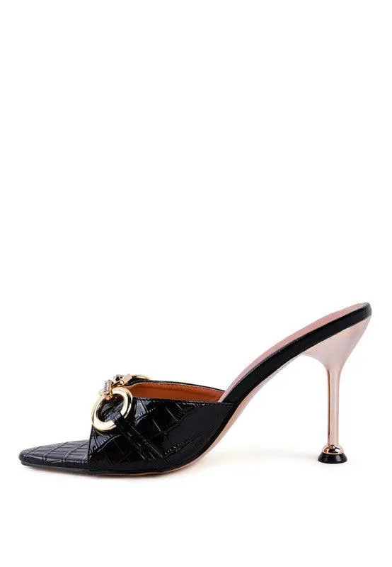Drippin Hot Buckled High Heel Slide Sandals