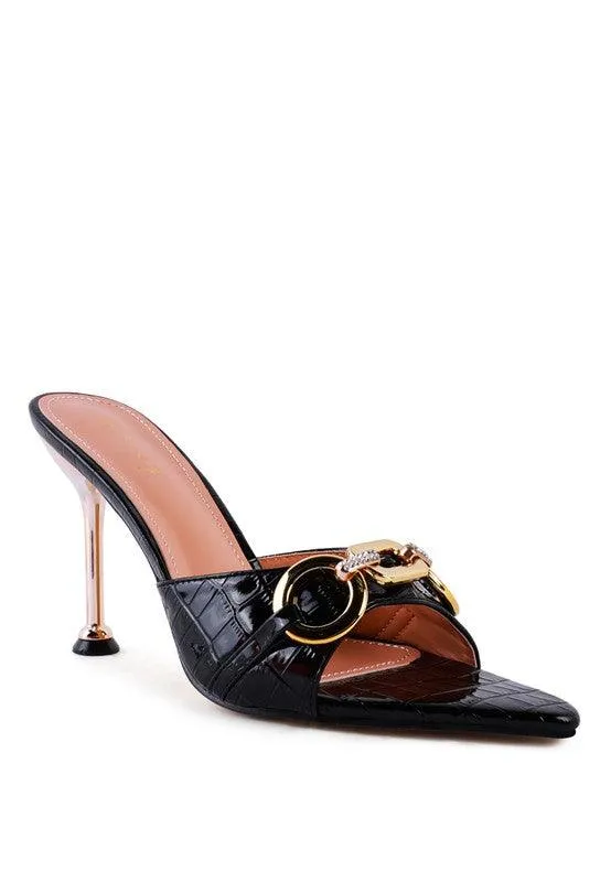 Drippin Hot Buckled High Heel Slide Sandals