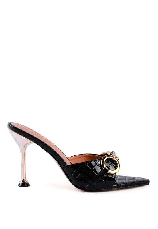 Drippin Hot Buckled High Heel Slide Sandals