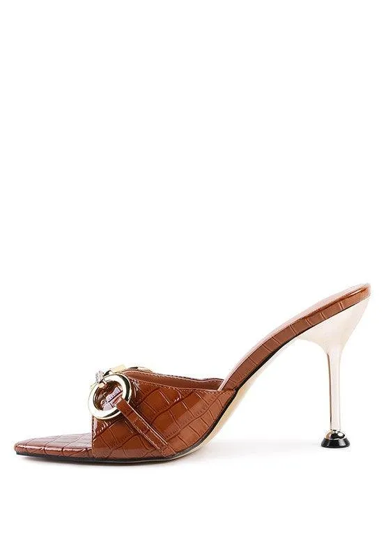 Drippin Hot Buckled High Heel Slide Sandals