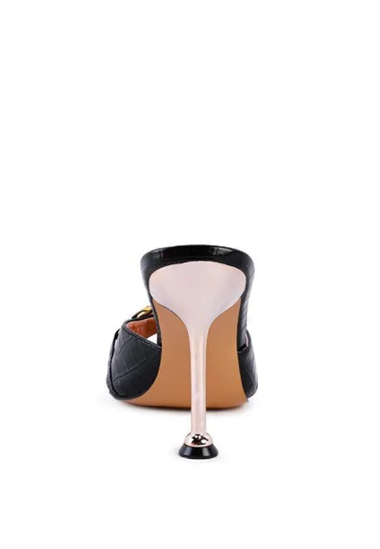 Drippin Hot Buckled High Heel Slide Sandals