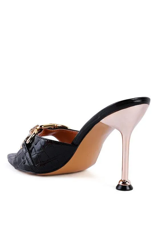 Drippin Hot Buckled High Heel Slide Sandals