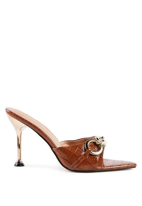 Drippin Hot Buckled High Heel Slide Sandals