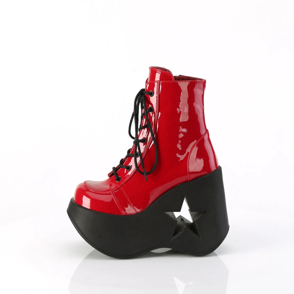 DYNAMITE-106 DemoniaCult Red Patent Sexy Women's Ankle Boots (Alternative Footwear)