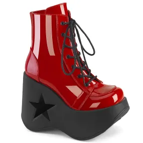 DYNAMITE-106 DemoniaCult Red Patent Sexy Women's Ankle Boots (Alternative Footwear)