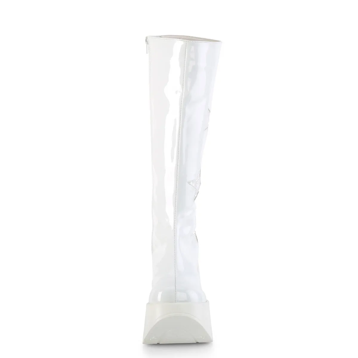 DYNAMITE-218 DemoniaCult White Patent Sexy Women's Mid-Calf & Knee High Boots (Alternative Footwear)