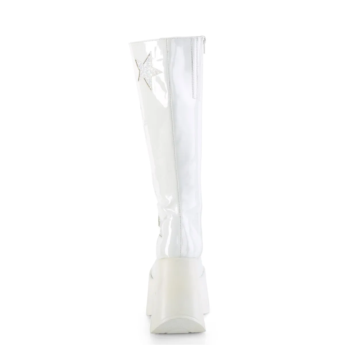 DYNAMITE-218 DemoniaCult White Patent Sexy Women's Mid-Calf & Knee High Boots (Alternative Footwear)