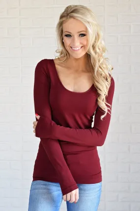 Essential Long Sleeve Seamless Top ~ Deep Red