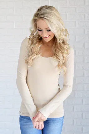 Essential Long Sleeve Seamless Top ~ Nude