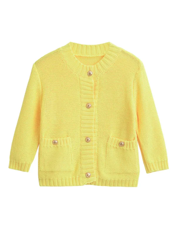 Fall Layering Piece Yellow Cardigan Sweater for Women