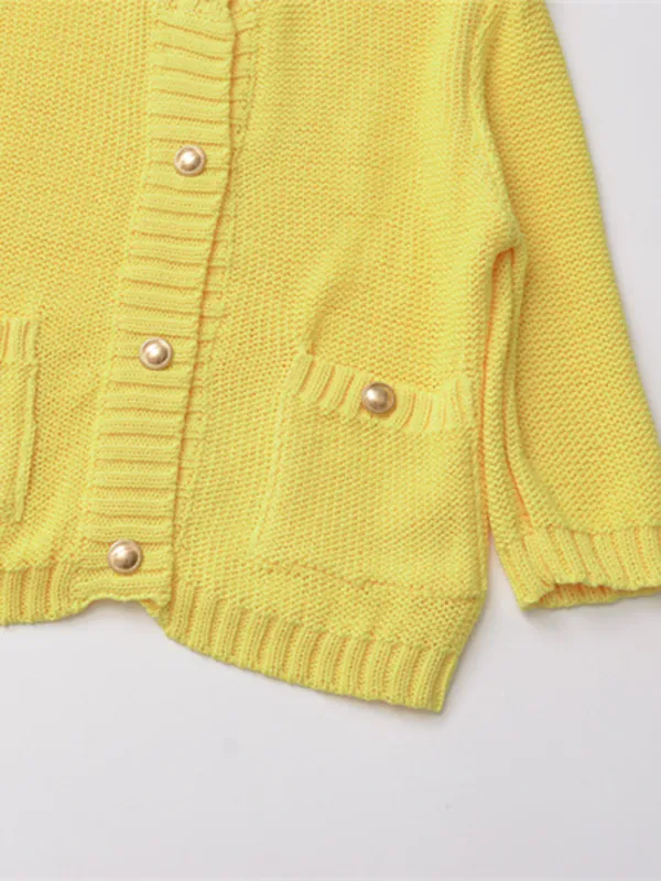 Fall Layering Piece Yellow Cardigan Sweater for Women