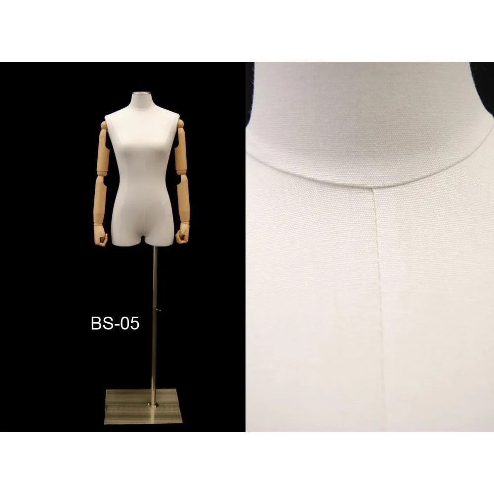 Female Pure White Linen Dress Form with Arms MM-1WLARM