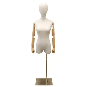 Female Pure White Linen Dress Form with Arms MM-1WLARM