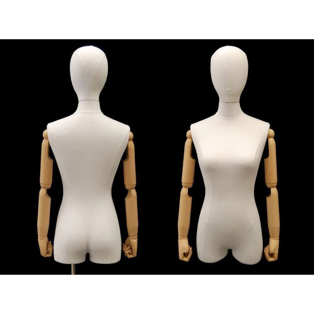 Female Pure White Linen Dress Form with Arms MM-1WLARM