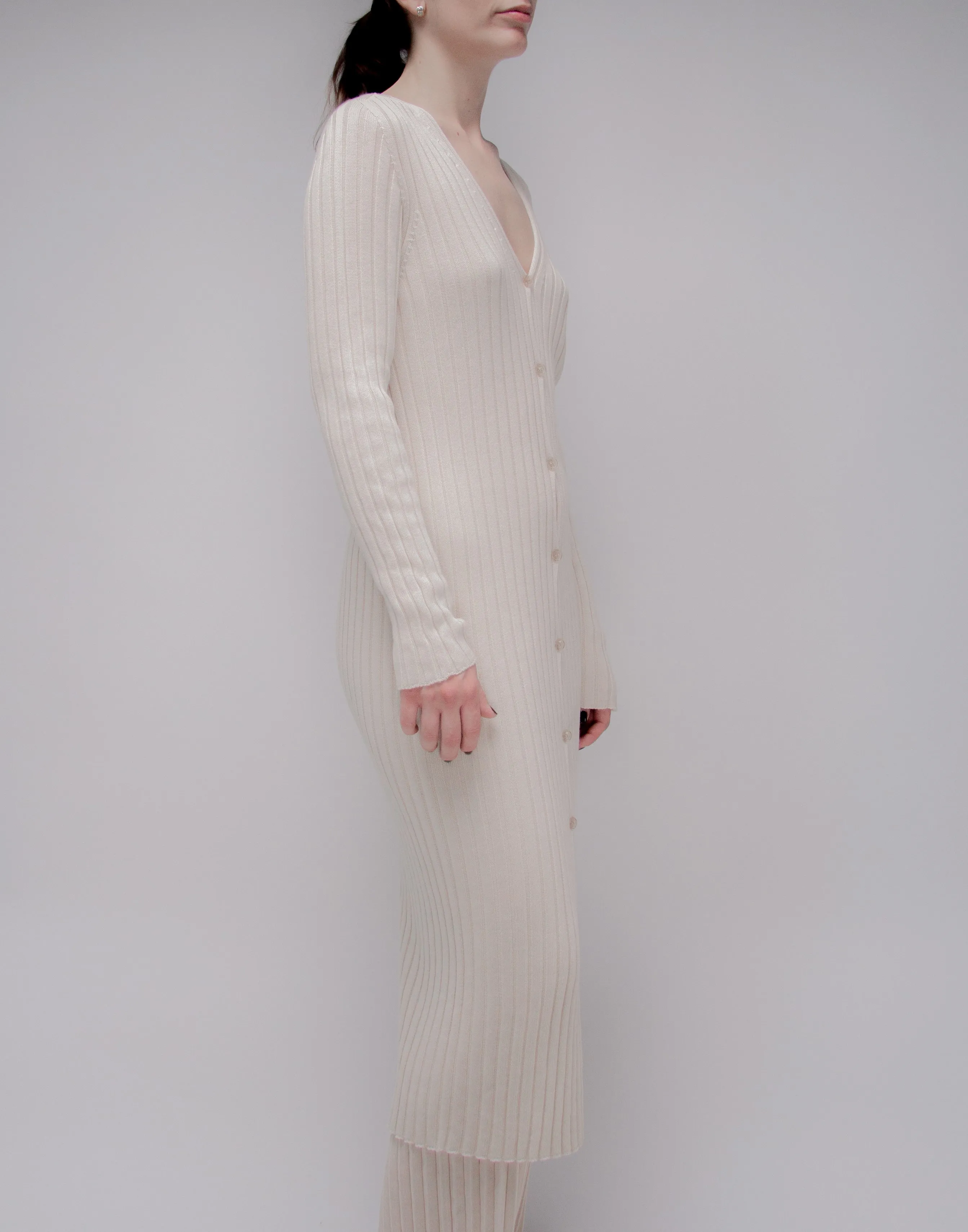 Fine Cotton Long Cardigan (3D-Knit)