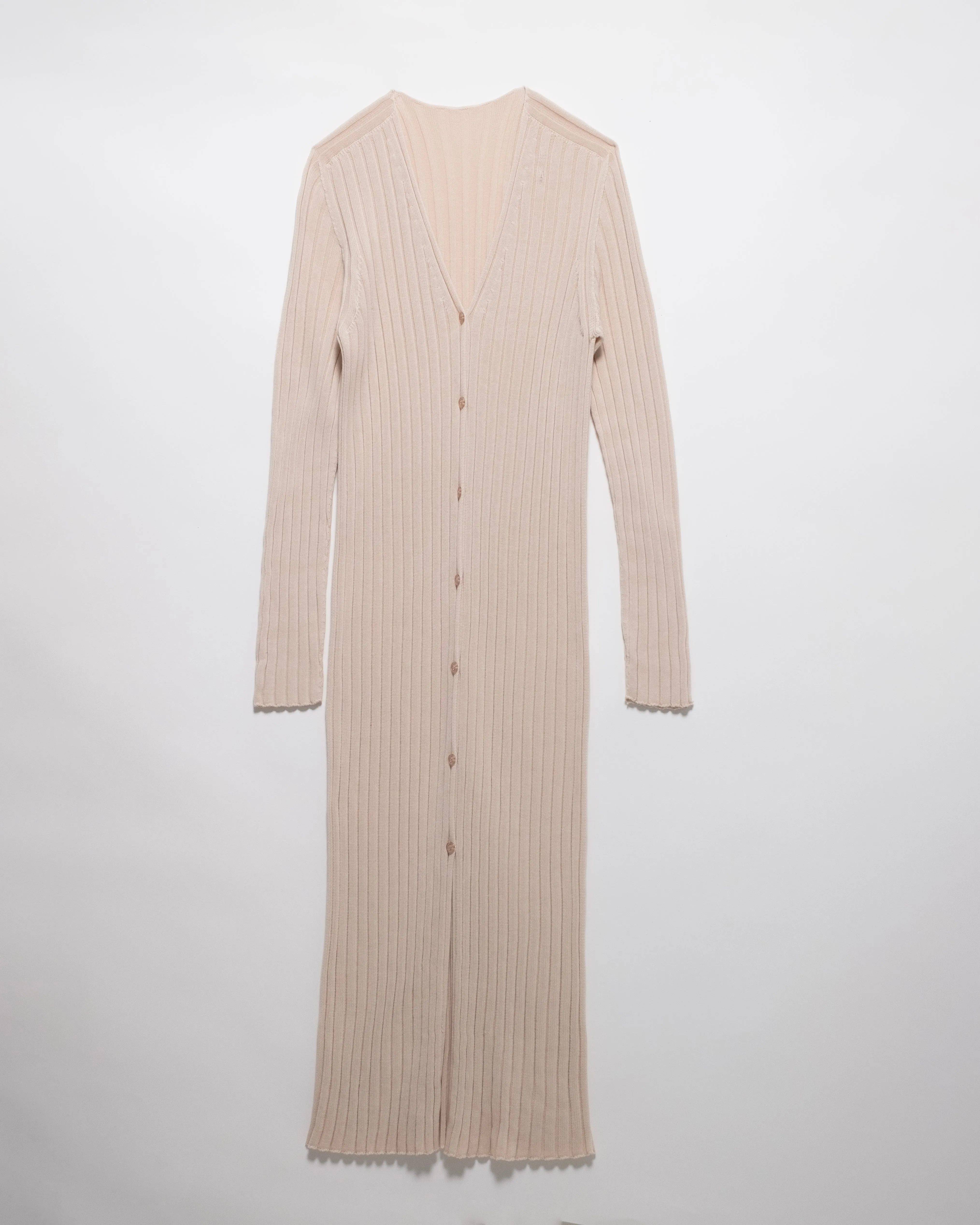 Fine Cotton Long Cardigan (3D-Knit)