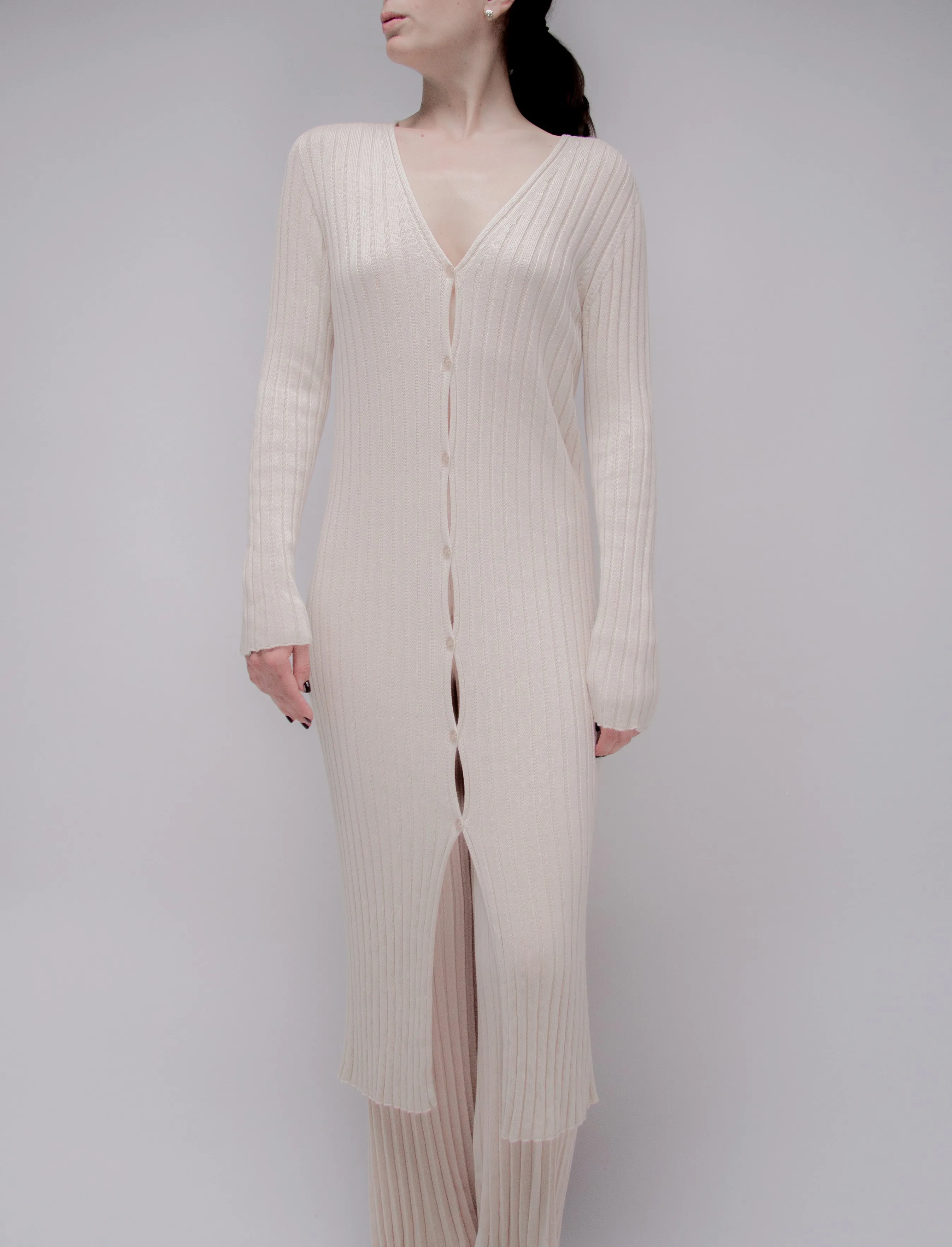 Fine Cotton Long Cardigan (3D-Knit)