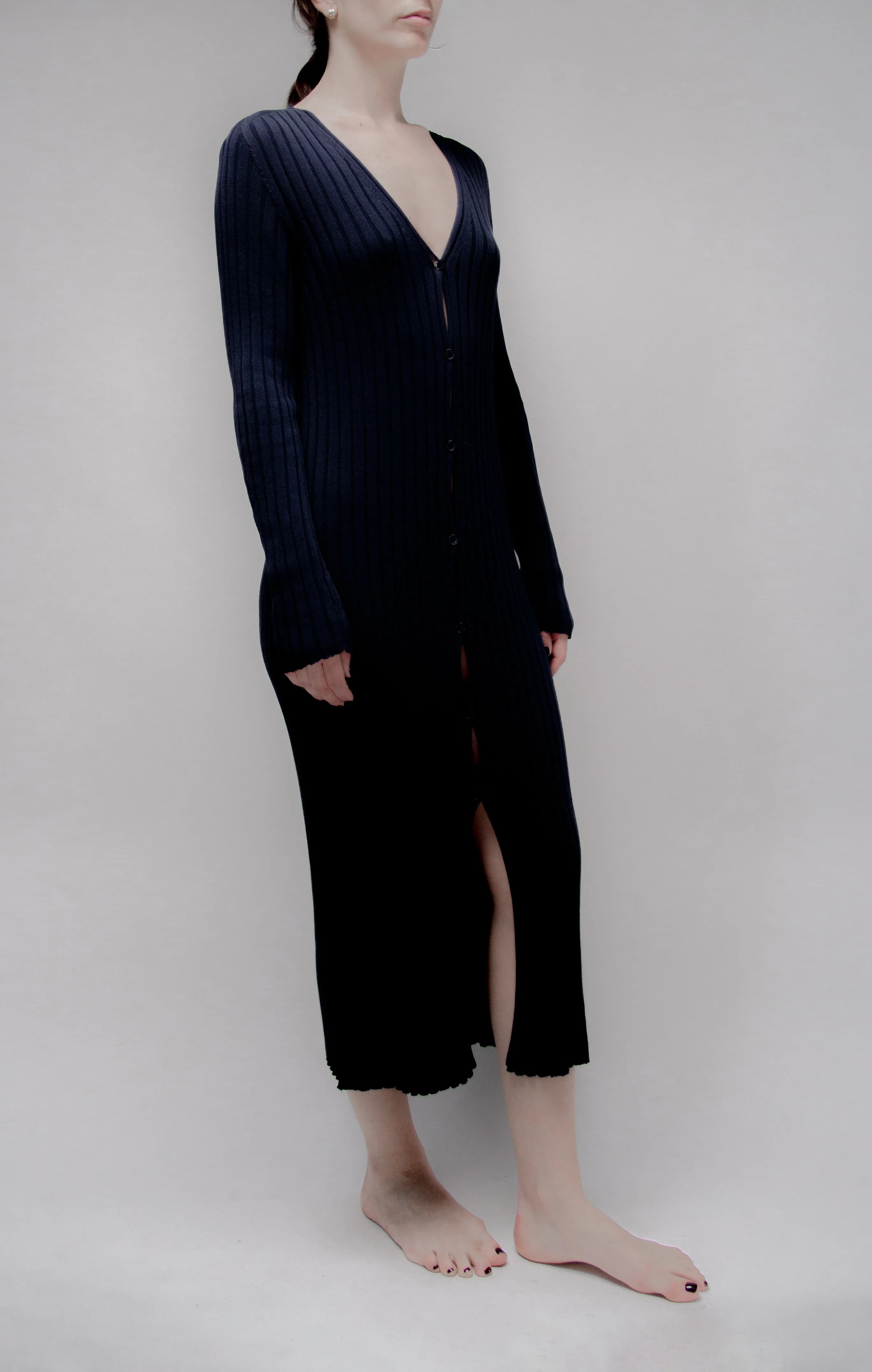 Fine Cotton Long Cardigan (3D-Knit)