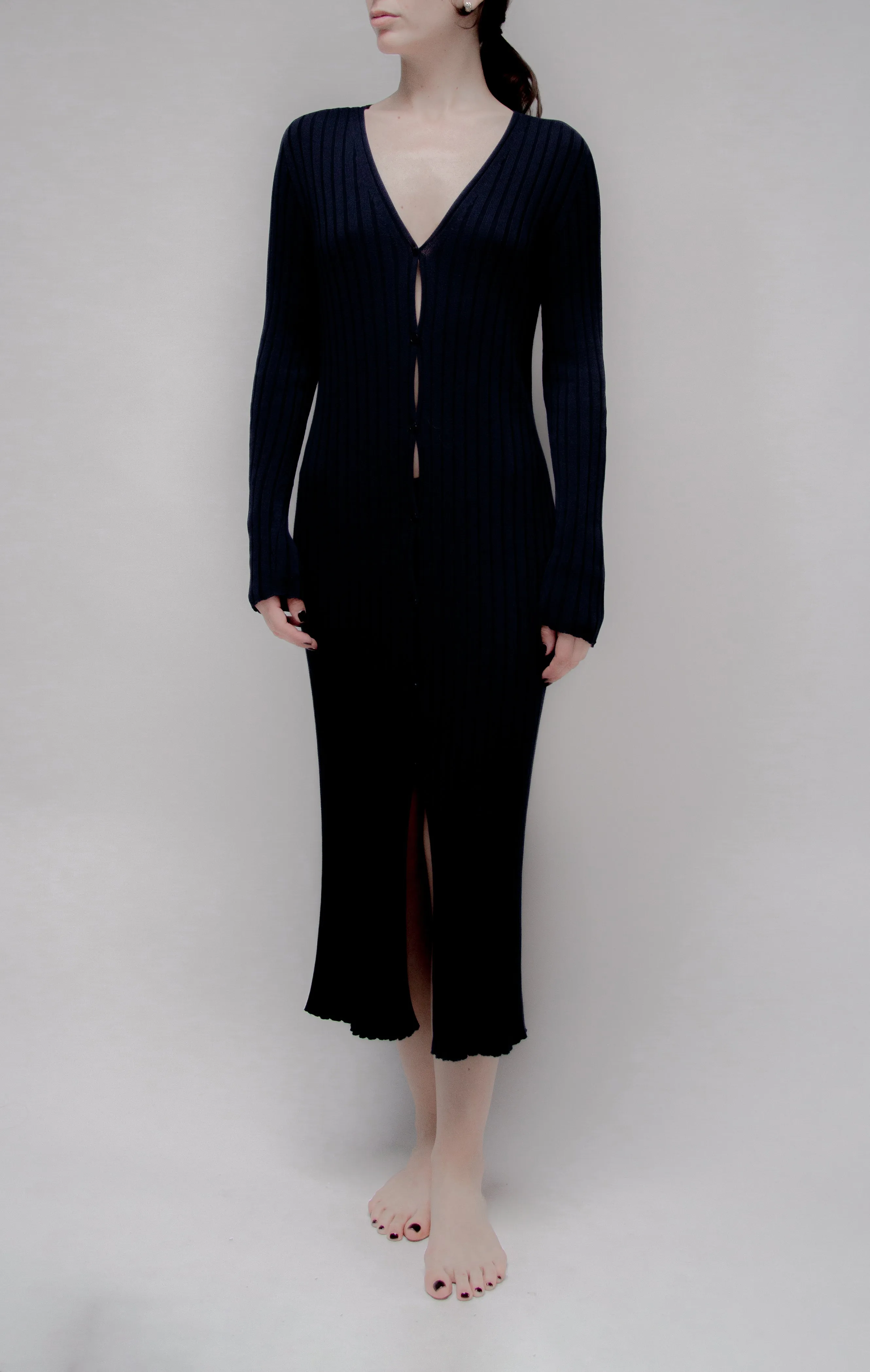 Fine Cotton Long Cardigan (3D-Knit)