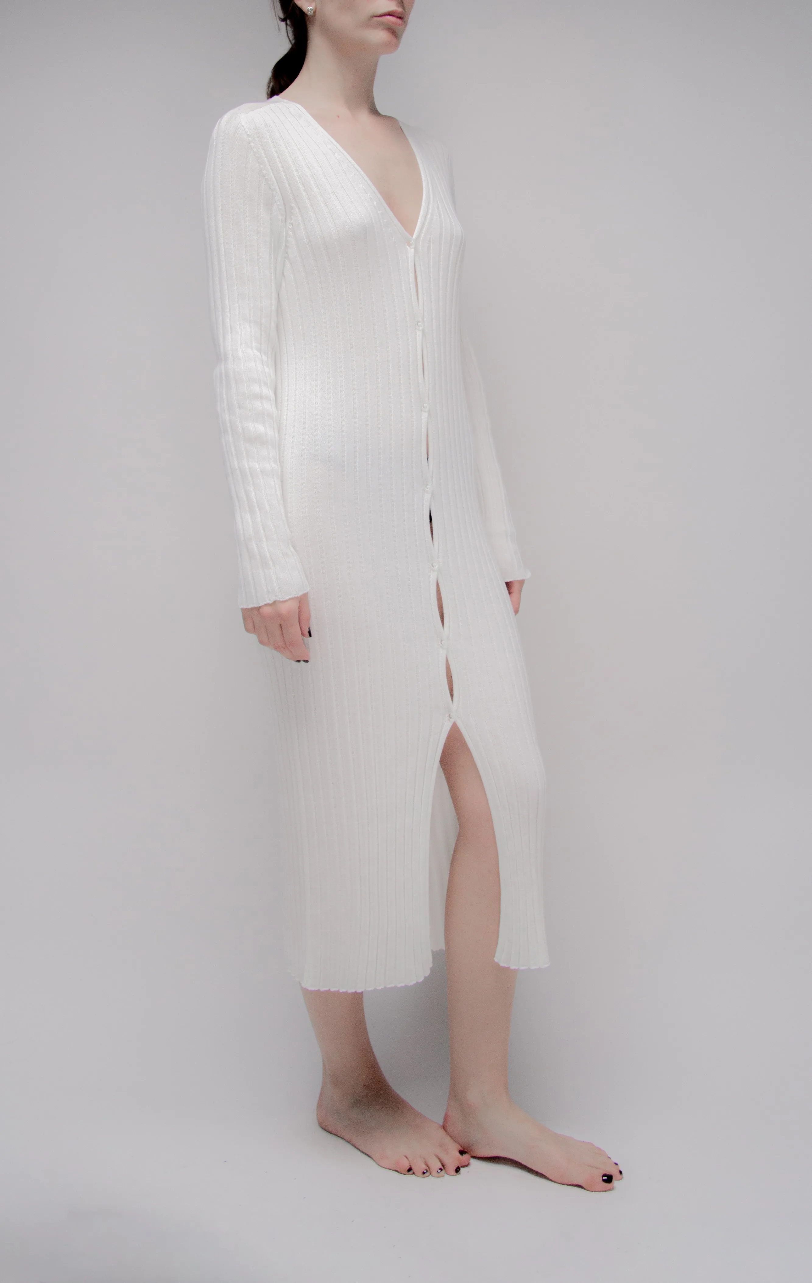 Fine Cotton Long Cardigan (3D-Knit)