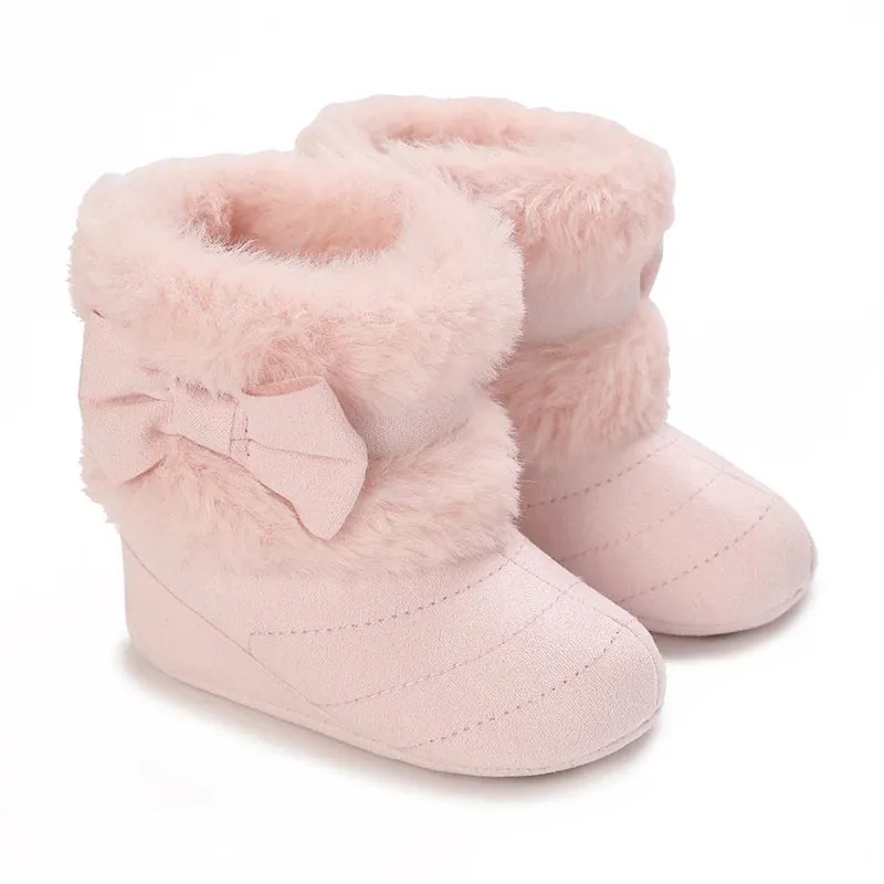 First Walker Girls Pink Warm Cute Fur Velvet Snow Boots