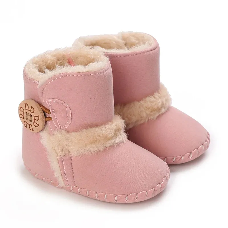 First Walker Girls Pink Warm Cute Fur Velvet Snow Boots