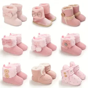 First Walker Girls Pink Warm Cute Fur Velvet Snow Boots