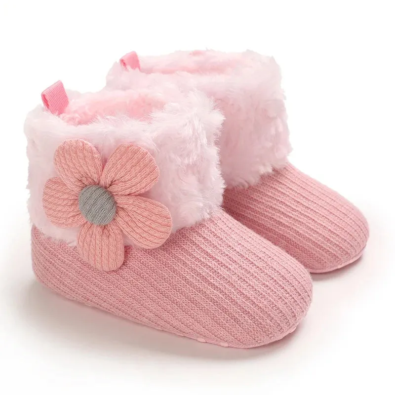 First Walker Girls Pink Warm Cute Fur Velvet Snow Boots