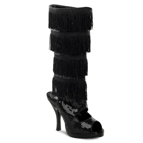 FLAPPER-168 Funtasma Black Sequins Fancy Dress Women's Boots (Fantasy Footwear)