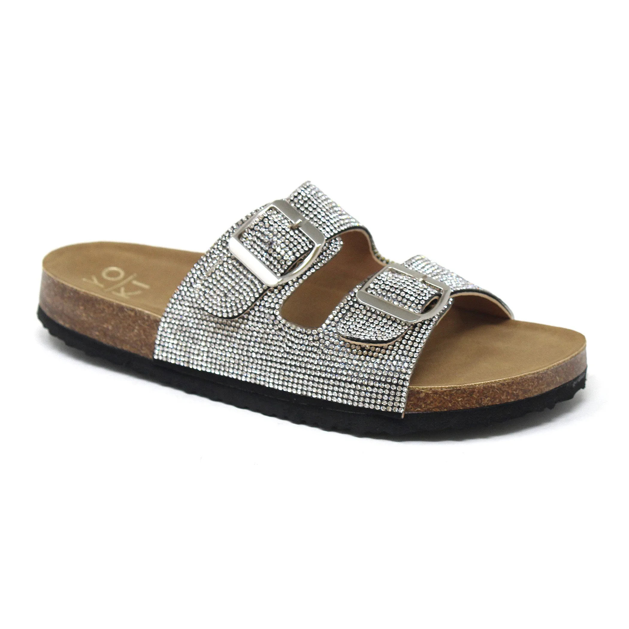 GIAN-107 Women's Slip On Sandal With Double Buckle Strap