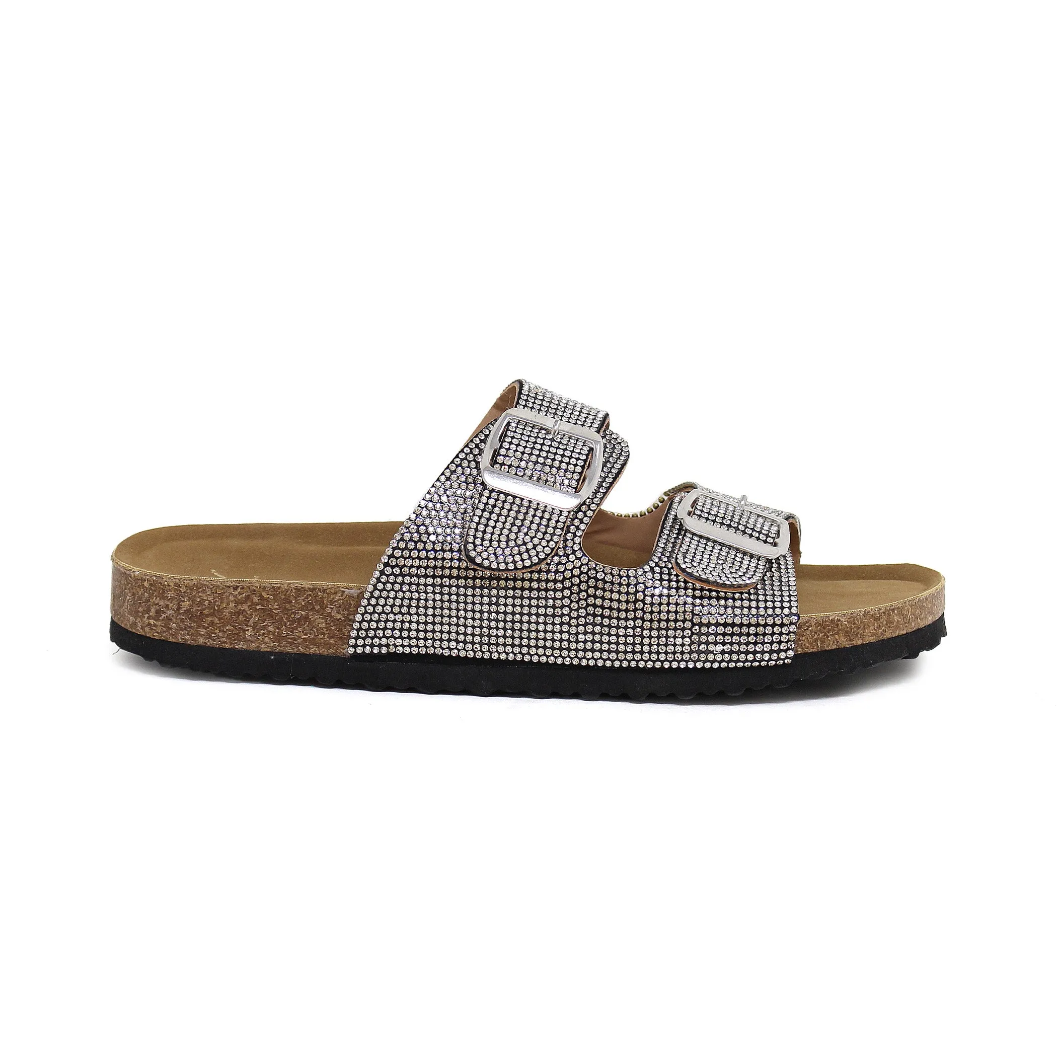 GIAN-107 Women's Slip On Sandal With Double Buckle Strap
